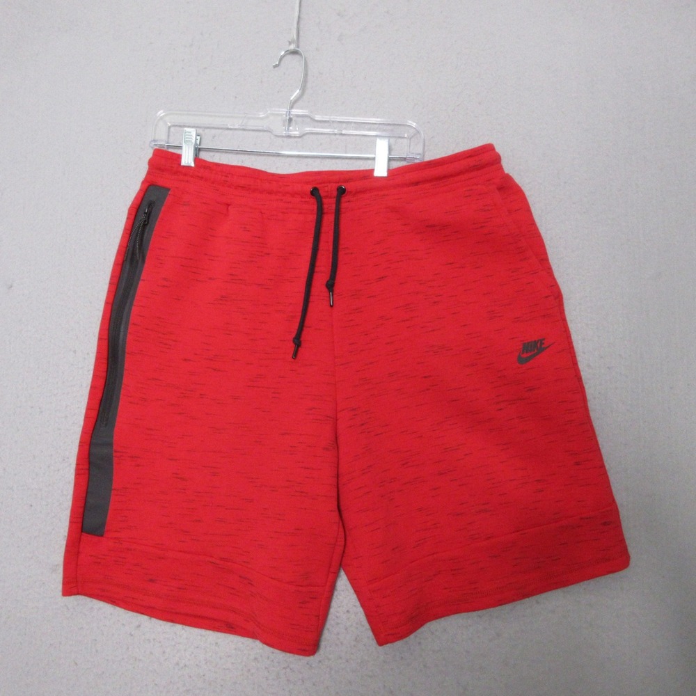Nike Tech Fleece Shorts Men XXL Red Space Dye Athleisure Zip Pocket Streetwear